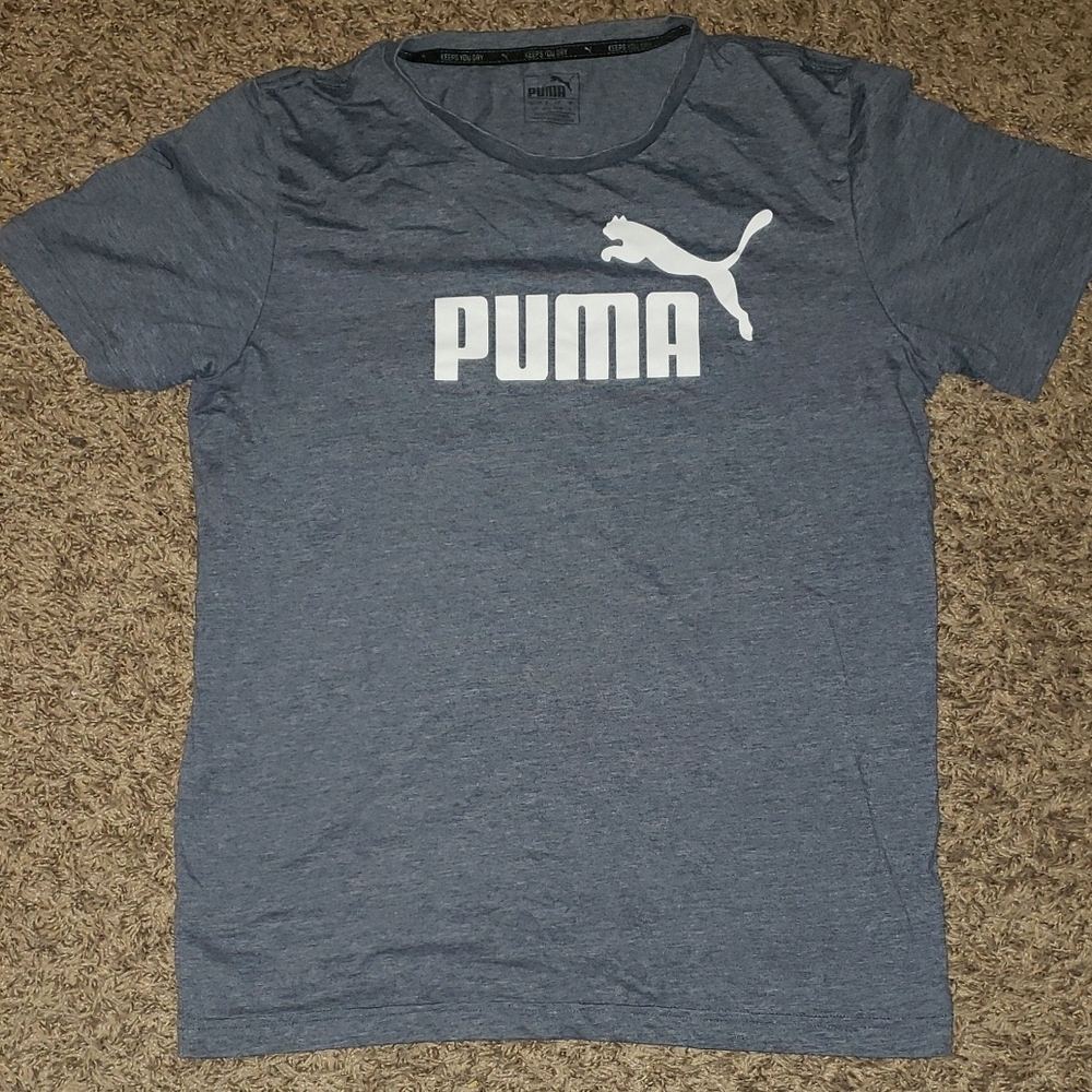 Mens Small Puma Brand Heather gray Keeps Dry Short Sleeve Soft T Shirt LN